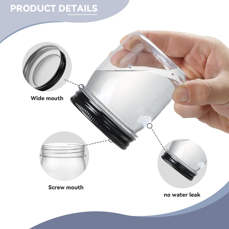 novelinks 8 oz Clear Plastic Jars with Screw-On Lids - BPA-Free Refillable Storage Containers for Slime, Spices, Crafts, Kitchen & Home Organization (32 Pack,Black) - Image 3